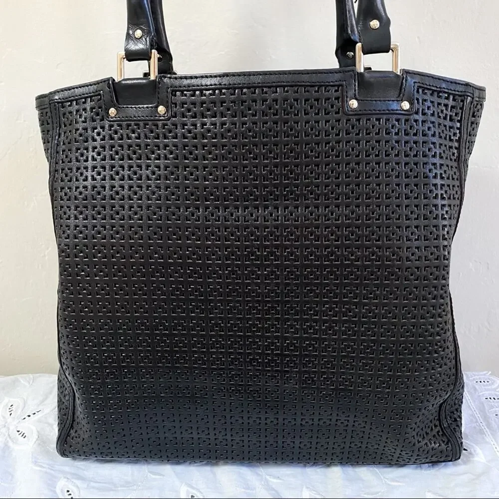 Kate Spade Black Leather Laser Cut‎ Tote Bag